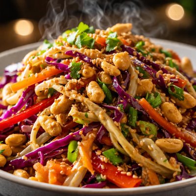 Image of Crispy Asian Slaw with Peanut Sauce
