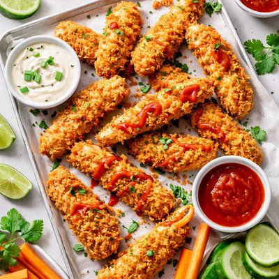 Image of Crispy Baked Panko Sriracha Chicken Strips