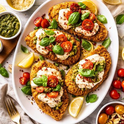Image of Crispy Breaded Pesto Mozzarella Chicken