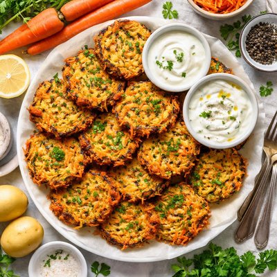 Image of Crispy Carrot and Potato Pancakes Vegetarian