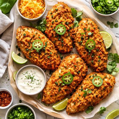 Image of Crispy Cheddar and Jalapeno Coated Chicken Breasts