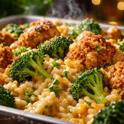 Image of Crispy Chicken Broccoli Rice Casserole
