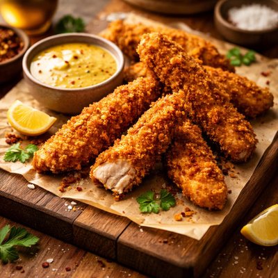 Image of Crispy Chicken Fingers with Spicy Honey Mustard