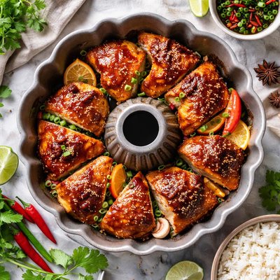 Image of Crispy Chinese Roast Chicken in a Bundt Pan