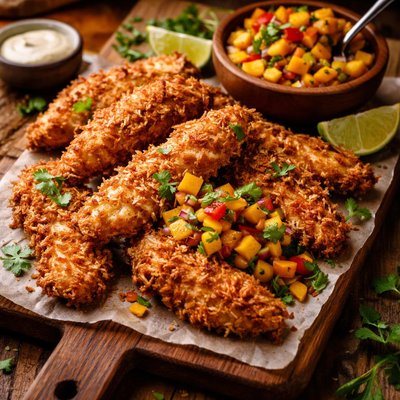 Image of Crispy Coconut Chicken with Mango Salsa