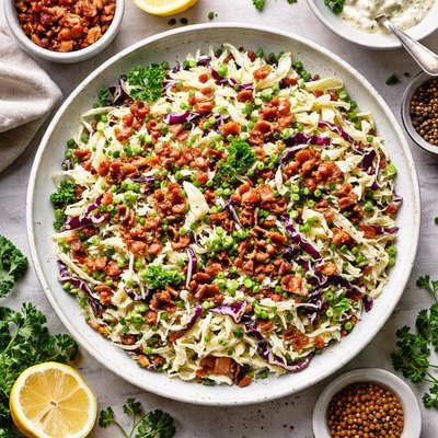 Image of Crispy Creamy Cabbage Salad with Bacon German Style