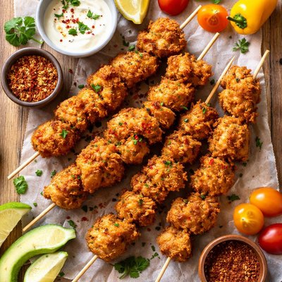 Image of Crispy Fried Chicken Skewers