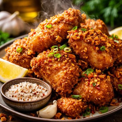 Image of Crispy Garlic Chicken with Dipping Salt