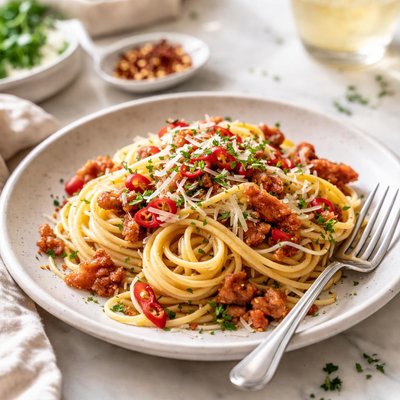 Image of Crispy Pancetta and Chilli Pasta