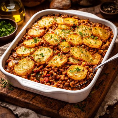 Image of Crispy Potato and Minced Meat Bake
