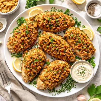 Image of Crispy Stuffing Coated Chicken Breasts