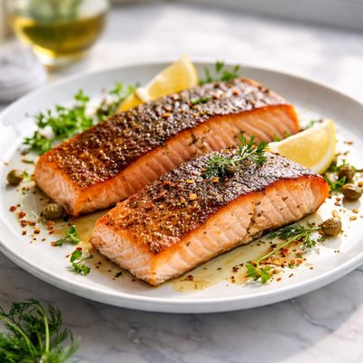 Image of Crispy Top and Bottom Fresh Salmon