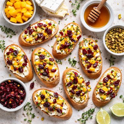 Image of Crme De Brie Mango Cranberry Crostini