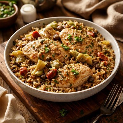 Image of Crock Pot Artichoke Chicken and Brown Rice