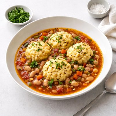Image of Crock Pot Bean Soup with Cornmeal Dumplings