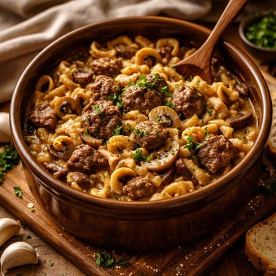 Image of Crock Pot Beef and Mushroom Casserole