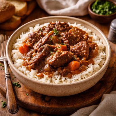 Image of Crock Pot Beef Over Rice