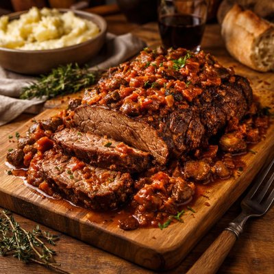 Image of Crock Pot Beef Roast with Tomato Madeira Sauce