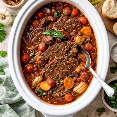 Image of Crock Pot Beef Round Braised with Tomato Herbs