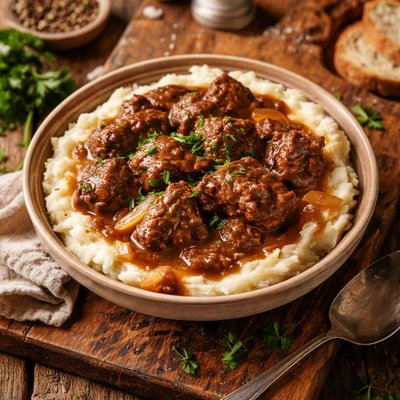 Image of Crock Pot Beef Tips with Gravy