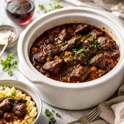 Image of Crock Pot Beef with Red Wine Gravy