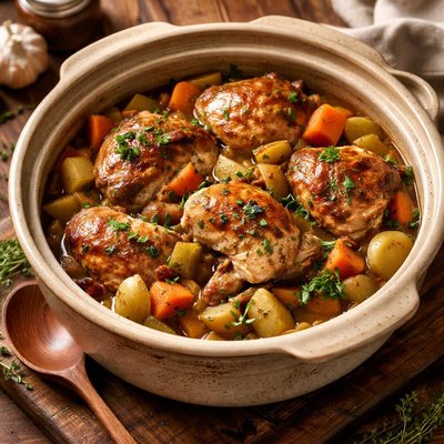 Image of Crock Pot Braised Chicken with Vegetables