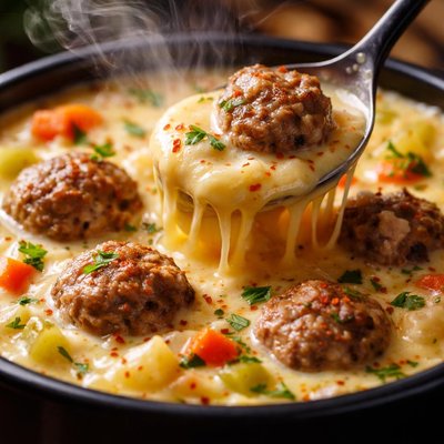 Image of Crock Pot Cheese and Meatball Soup