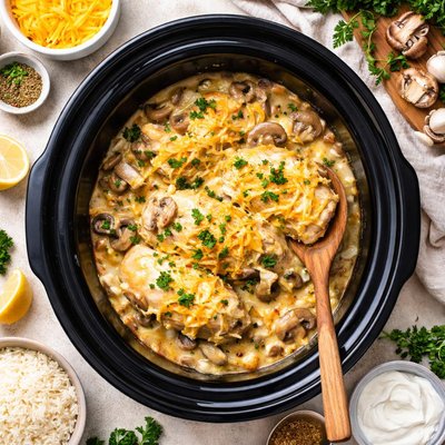 Image of Crock Pot Cheesy Chicken and Mushrooms