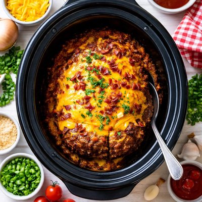Image of Crock Pot Cheesy Meatloaf