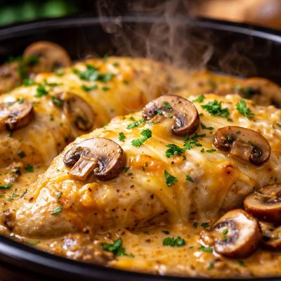 Image of Crock Pot Cheesy Mushroom Chicken