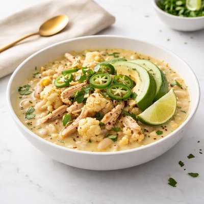 Image of Crock Pot Cheesy White Chili with Cauliflower