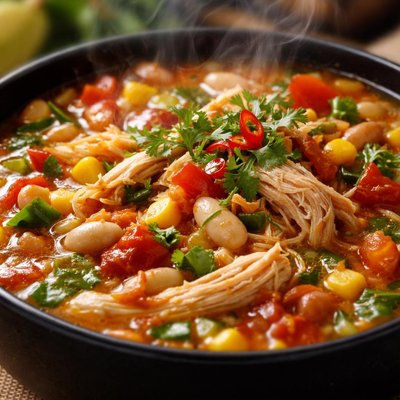 Image of Crock Pot Chicken and Bean Soup