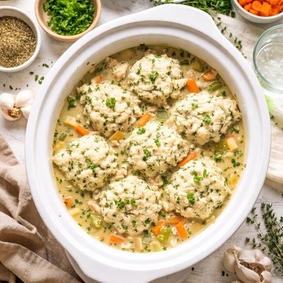 Image of Crock Pot Chicken and Herb Dumplings