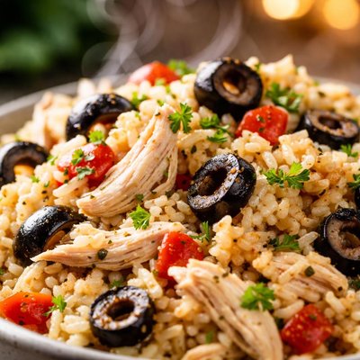 Image of Crock Pot Chicken and Rice with Black Olives