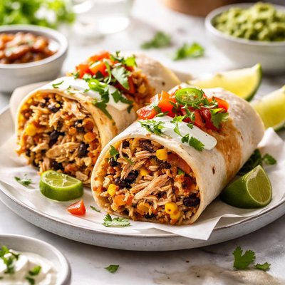 Image of Crock Pot Chicken Bean Burritos