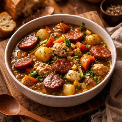 Image of Crock Pot Chicken Kielbasa Stew