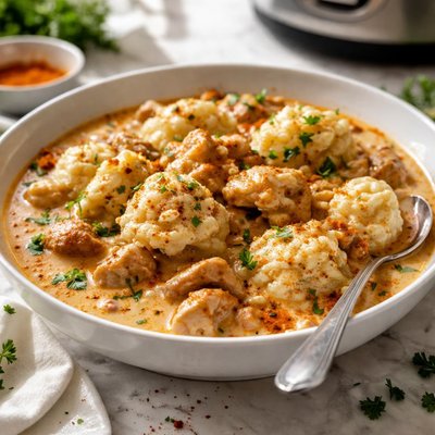 Image of Crock Pot Chicken Paprikash with Dumplings