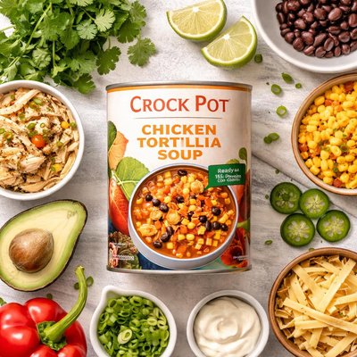 Image of Crock Pot Chicken Tortilla Soup in a Can