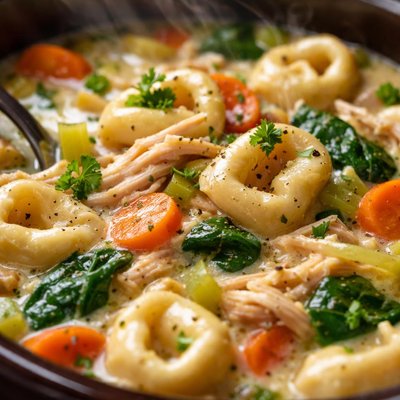 Image of Crock Pot Chicken Vegetable Tortellini Stew