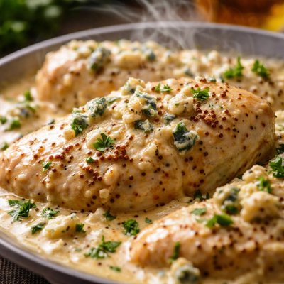 Image of Crock Pot Chicken W Blue Cheese and Mustard Sauce
