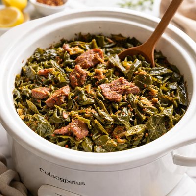 Image of Crock Pot Collard Greens and Ham