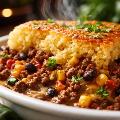 Image of Crock Pot Cornbread Beef Casserole