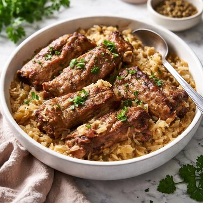 Image of Crock Pot Country Ribs Sauerkraut