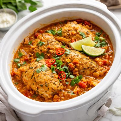 Image of Crock Pot Curry Chicken with Onion and Tomato