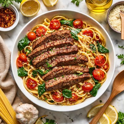 Image of Crock Pot Flank Steak with Linguini