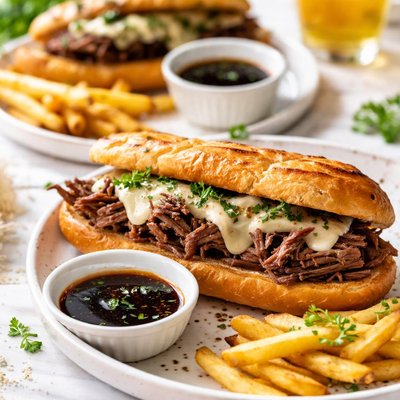 Image of Crock Pot French Dip Sandwiches with Soy Sauce