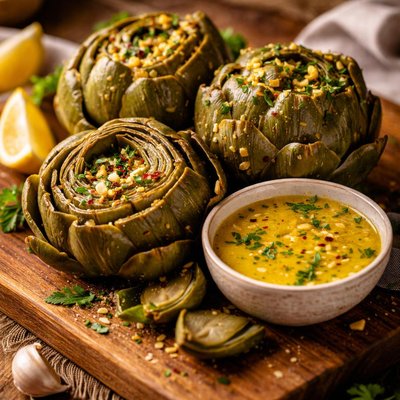 Image of Crock Pot Fresh Artichokes with Lemon Butter Sauce
