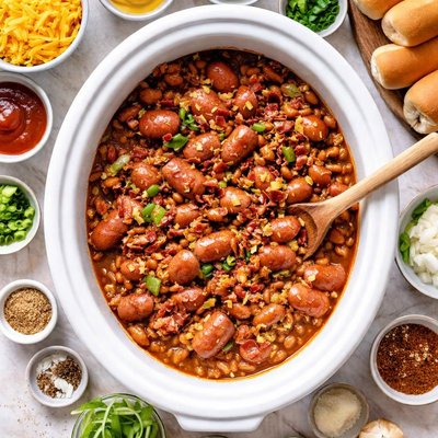 Image of Crock Pot Hot Dogs Franks and Beans Easy
