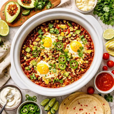 Image of Crock Pot Huevos Rancheros Mexican Ranch Style Eggs Low Carb
