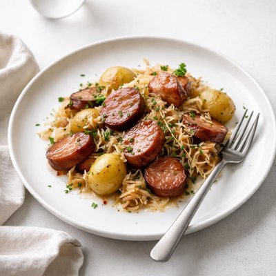 Image of Crock Pot Kielbasa Sauerkraut Potatoes